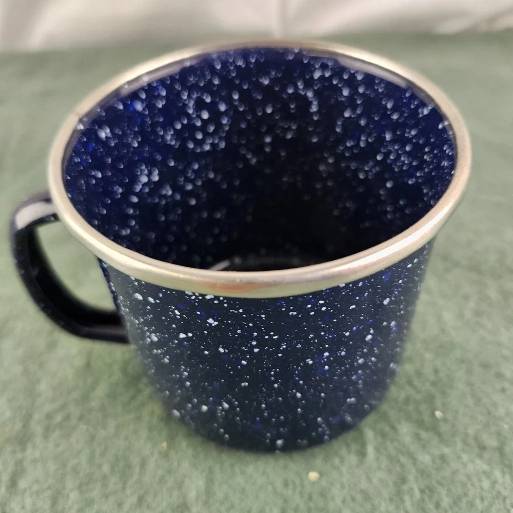 Vtg Dinnerware Set Includes 1 Cup 1 Bowl 1 Plate Enamelware Blue Camping Coleman